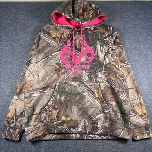 Realtree Camo Hoodie Pink Logo Pullover Sweatshirt XL 16-18 Camouflage